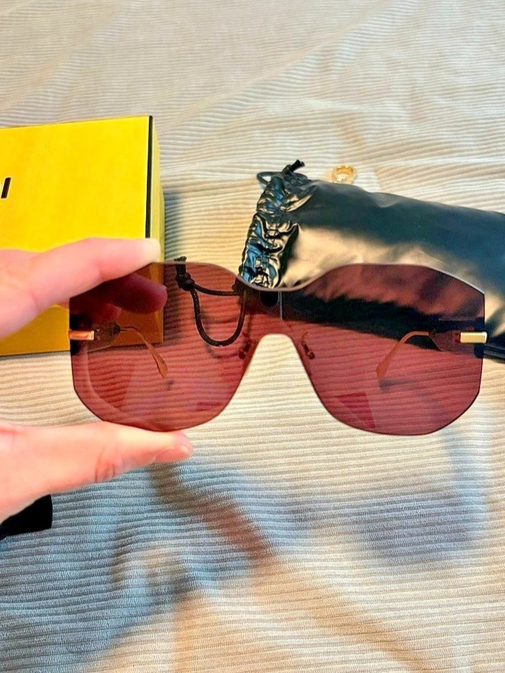 Fendi Fendigraphy Shield Sunglasses Burgundy & Gold